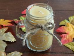 100% Natural Beeswax Shaker Glass Jar Candle in 4 oz Made in