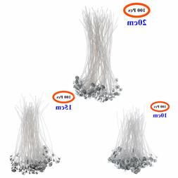 100Pcs Cotton Core Candle Tea Wax Wicks w/Metal Tabs for Bee