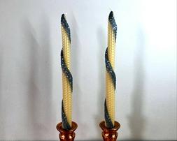 Ribbon-twisted Natural Wax Candles 10.25&rdquo;