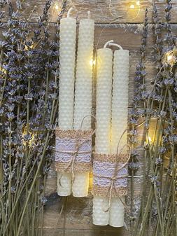 2x WHITE 8"x3/4" Taper 100% Beeswax Rolled Honeycomb Home De