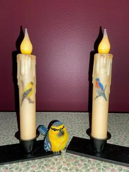 With Timer And Bases,- Set Of 2 W/ Spring Resin Bird Gift Pa
