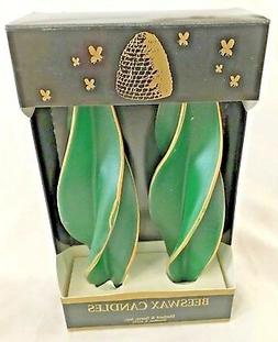 Green Twisted 2X6" Wax Candle - Lot of 2 Pieces