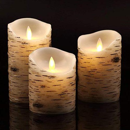 flameless candles birch bark effect