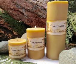 Pure Beeswax Pillar Candle 2-7/8"w 100% Hand Poured Montana 