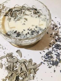 White Sage & Lavender Scented Soy  And Beeswax Blended Candl